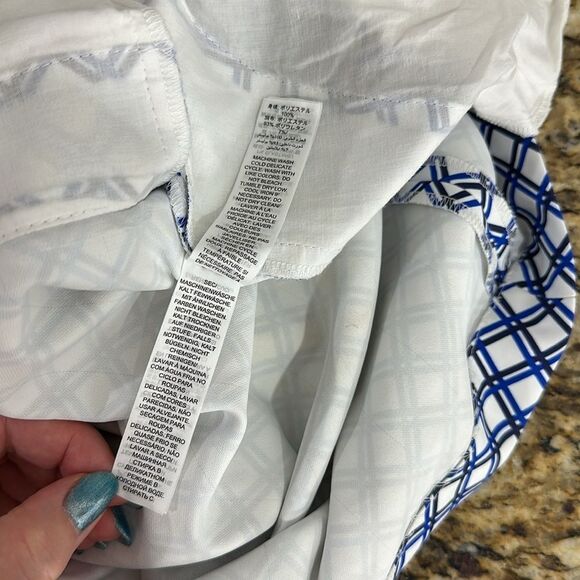 Tory Sport Printed Tech Twill Golf Skirt In Surf Blue Baseline Plaid Size M - Picture 9 of 12